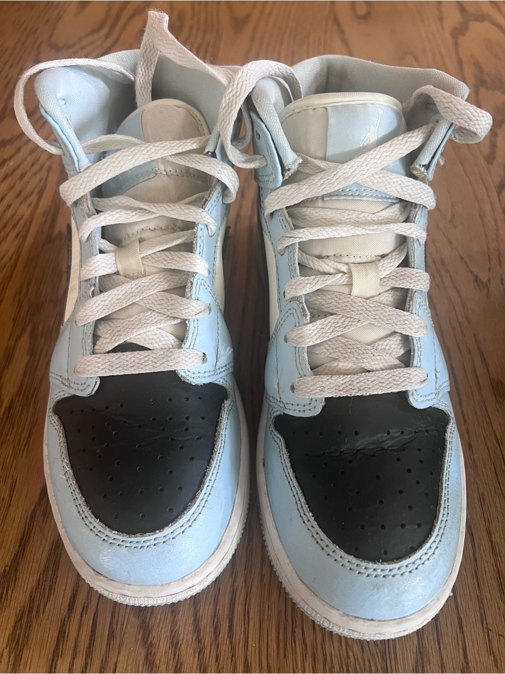 Kids Light Blue and Black High-Top Sneakers